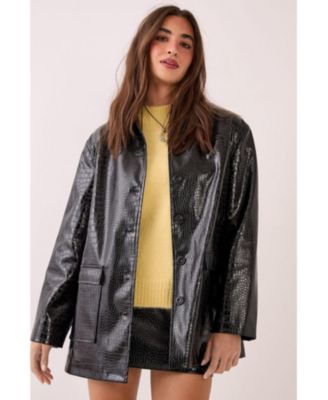 Women's Croc Vinyl Faux Leather Clean Jacket