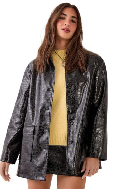 Женские куртки Nasty Gal Croc Vinyl Faux Leather Clean Jacket