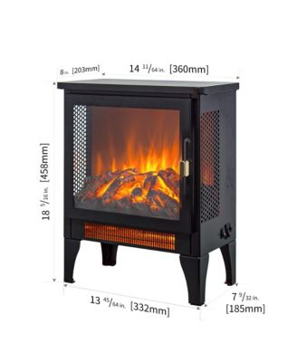 17 inch Freestanding Electric Fireplace Stove heater with 3D Flame effect,Black
