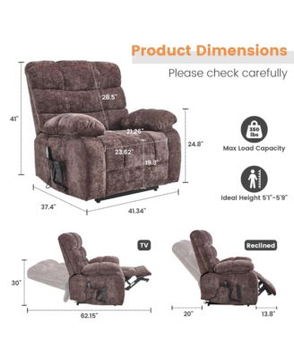 Lift Recliner Chair Heat Massage Dual Motor Infinite Position Up to 350 LBS Large Electric Power Lift