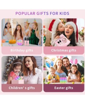 Mini Karaoke Machine Portable Bluetooth Speaker with 2 Wireless Mics LED Lights Christmas Birthday Party Gifts for Kids Adults