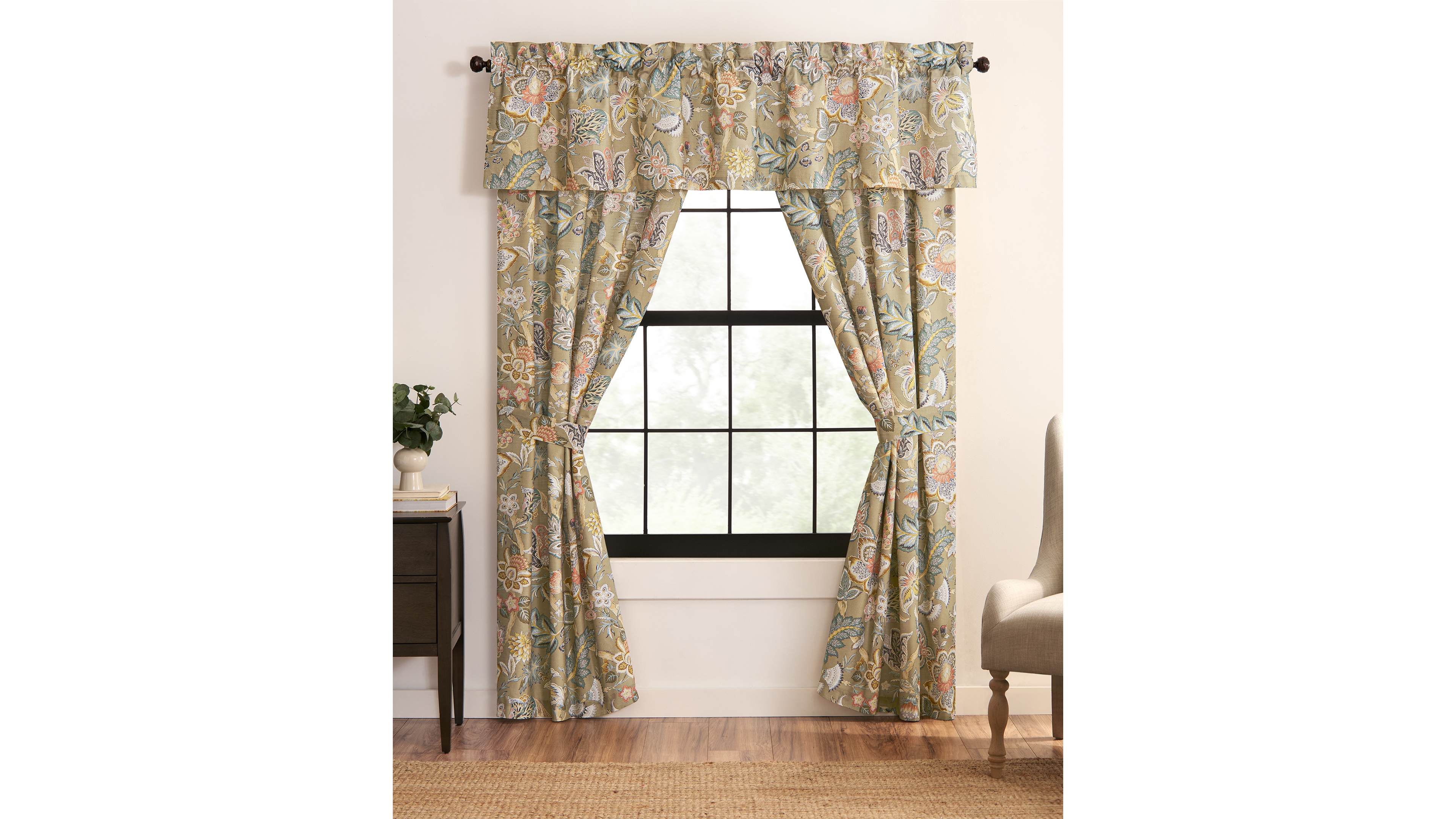 Rose Tree Belle Floral Tailored Drapery Panel Set, 50" x 84"