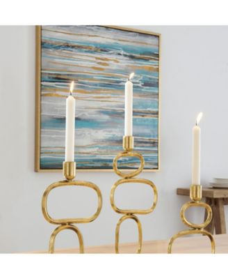 Eduardo Gold and Black Candlestick Candle Holders - Set of 3