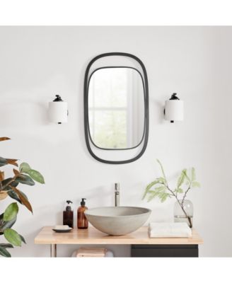 Sonya 29.6-inch Contemporary Rectangular Wall Mirror with Black Iron Frame