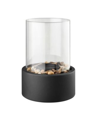 Pillar Hurricane Candleholder with Decorative Pebble Base