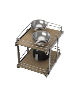 Two-Tier Solid Bottom Pullout Base Cabinet Organizer, 54BK-18SC-2-1