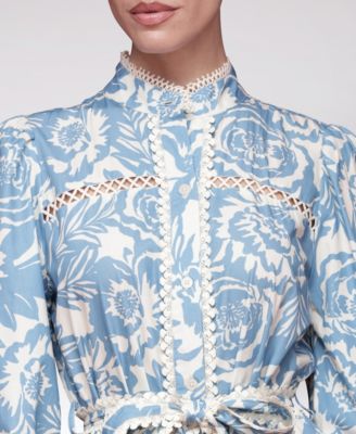 Women's Belted Puff-Shoulder Maxi Dress