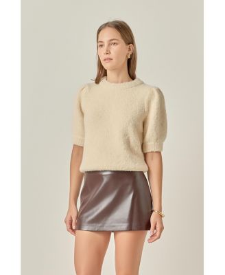 Women's Boucle Puff Sleeve Knit Top