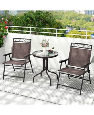 3 PCS Outdoor Bistro Dining Furniture Set with 1.57" Umbrella Hole Rippled