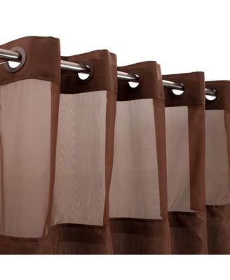 Slub Texture Shower Curtain with Snap-In Liner, and Sheer Window, 71"X74"