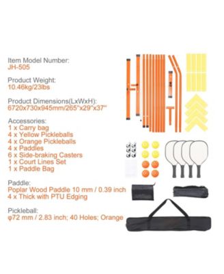 22FT Portable Pickleball Net Set with Bag, Balls, Paddles, Wheels and Court Lines, Regulation Size Frame