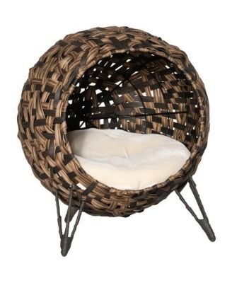 Hand Woven Banana Leaf Elevated Cat Bed with Cushion