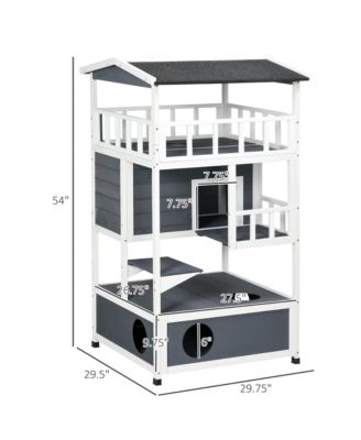 Gray Outdoor Wooden Feral Cat Shelter with Roof