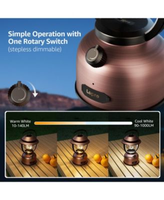 Vintage LED Rechargeable Metal Camping Lantern, Dimmable High Lumen Up to 1000LM, Outdoor Waterproof