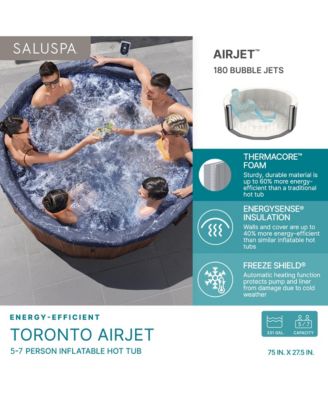 SaluSpa Toronto 5-7 Person Energy-Efficient AirJet Hot Tub, App, Brown