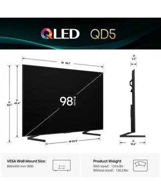 98" QD5 Series 4K QLED Smart Google TV  Quantum Dot, Dolby Vision HDR10+, Wi-Fi 6, Game Mode, Alexa/Google Compatible - 98QD5QG
