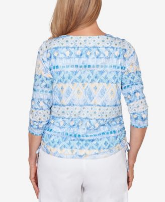 Petite Classic Ikat Biadere Tie Ruched Top