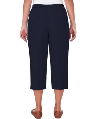 Petite Classic Button Hem Gathered Waistband Capri