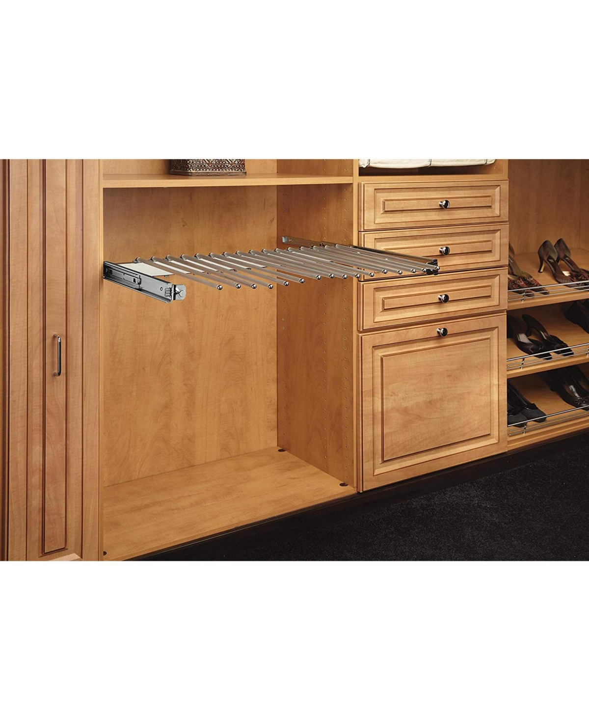 Rev-a-Shelf 30" Pullout Closet Wire Pant Rack for 16 Pairs, Chrome, Psc-3014CR