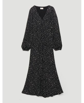 Women's V-Neck Long Sleeve Crepe Dress