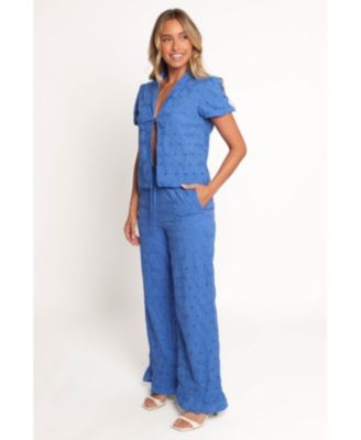 Women's Katya Embroidered Pants - Cobalt