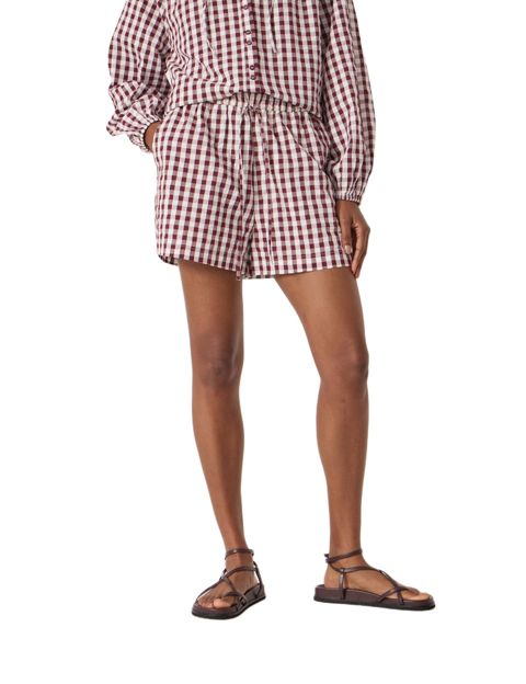 Женские шорты Hush Ernie Gathered Gingham Beach Short, цвет: Красный / Белый