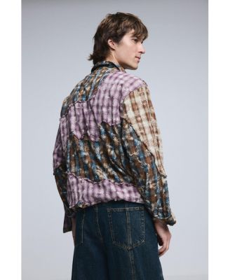 Men's Long-sleeved check patch shirt