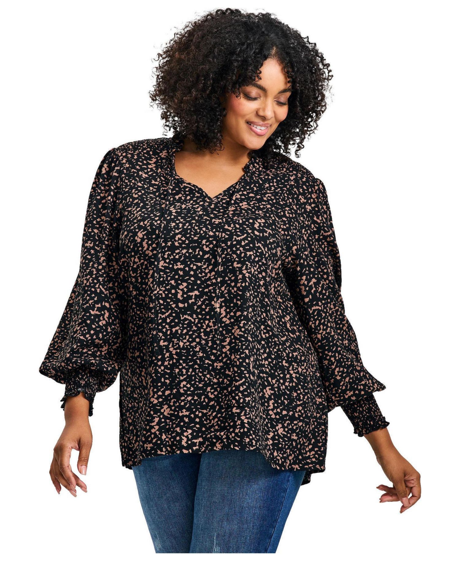 Women's Plus Size Abby Blouson Sleeve Blouse