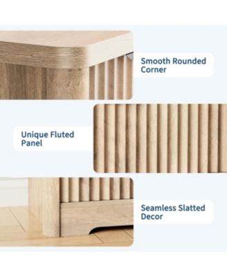 6-Drawer Modern Fluted Wood Dresser Bedroom Storage Cabinet Minimalist Chest of Drawers with Wavy Grooves for Home, Sturdy, Natural