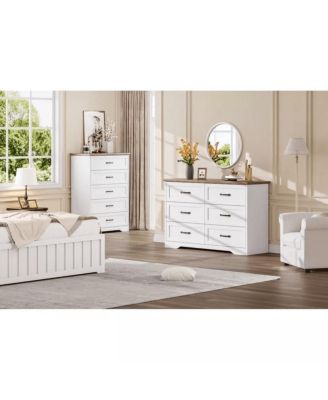 6-Drawer Modern Dresser with Wide Metal Handle, Closet Organizer Storage Chest, Clothes Cabinet for Bedroom, Living Room, Gray