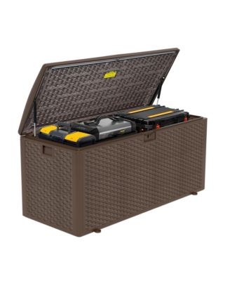 Massive 150 Gallon Outdoor Storage Box Waterproof Lockable Resin Deck Box for Patio Pool and Garden