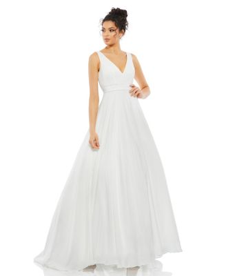 Women's V-Neck Layered Tulle Chiffon Ball Gown