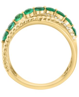 Emerald (7/8 ct. t.w.) and Diamond (1/20 ct. t.w.) Ring in 14k Yellow Gold