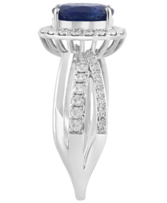 Sapphire (1-3/8 ct. t.w.) and Diamond (1/10 ct. t.w.) Ring in 14k White Gold