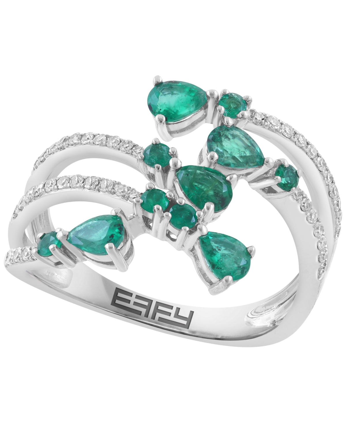 Effy Collection Emerald (7/8 ct. t.w.) And Diamond (1/5 ct. t.w.) Ring in 14k White Gold