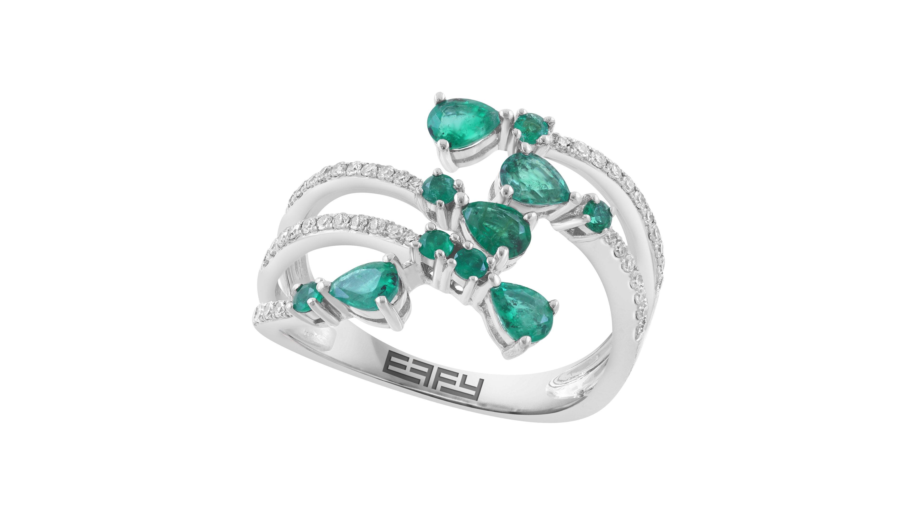 Effy Collection Emerald (7/8 ct. t.w.) And Diamond (1/5 ct. t.w.) Ring in 14k White Gold