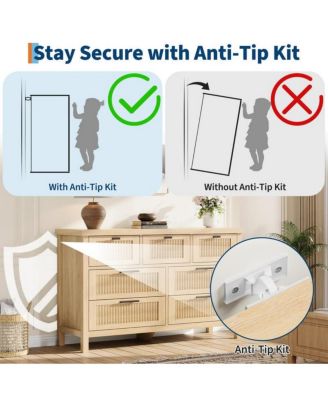 7-Drawer Modern Fluted Dresser Bedroom Chest, Fluted Drawers with Metal Handle, Large Storage Cabinet for Nursery, Living Room