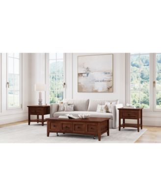 Hedworth Wood Rectangle Coffee Table with 2 Square End Tables Set