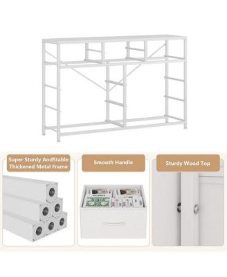 10-Drawer Modern Fabric Dresser for Bedroom, Large Storage Chest, 45" TV Stand, Living Room, Hallway Organizer