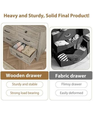 6-Drawer Modern Wooden Dresser, 47" Wide Storage Chest, Freestanding Closet Organizer for Bedroom