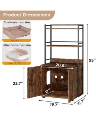 48.5" Tall Cat Litter Box Enclosure, 3 Shelf Stylish Cat House Organizer, Brown, Space-Saving Design