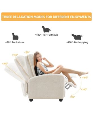 One Pack  Pocket Springs Adjustable Modern Single Boucle Recliner Chair Sofa