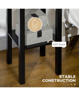 29" 2-Tier Side Table with Drawer Shelf, End Table for Living Room,