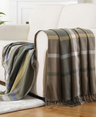 Yarn-Dyed Woven Plaid Fringe Throw, 60" x 50"