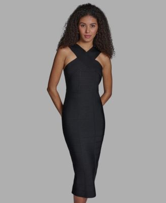 Women's Criss-Cross Halter Neck Bandage Midi Dress