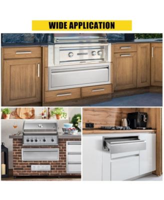 30W x 23D x 10H Inch Outdoor Kitchen Drawer with Divider, Stainless Steel Single BBQ Drawer