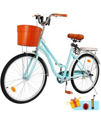 24-Inch Leisure Cruiser Bike with Low Step Frame, Passenger Seat & Removable Footrests
