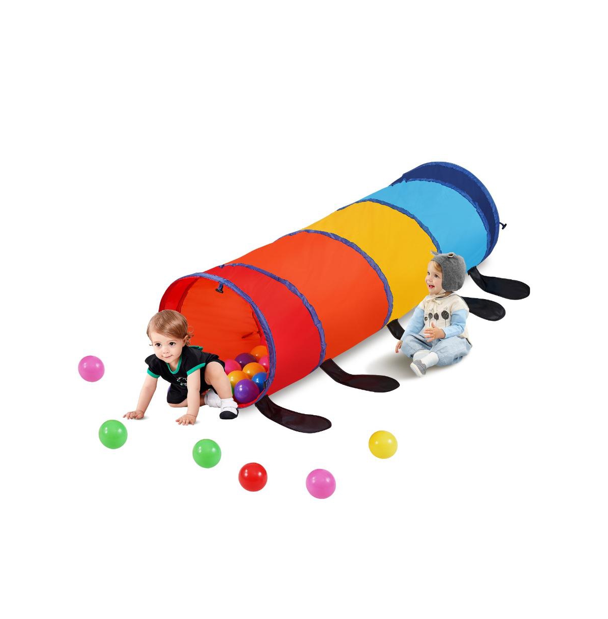 Slickblue Kids Play Tunnel Tent for Toddlers, Colorful Pop Up Caterpillar Crawl Tunnel Toy for Baby