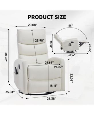 Recliner Chair with Heat Massage Manual Rocker and Swivel in Fabric