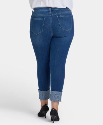Plus Size Sheri Slim Ankle Rhinestone Cuff Jeans